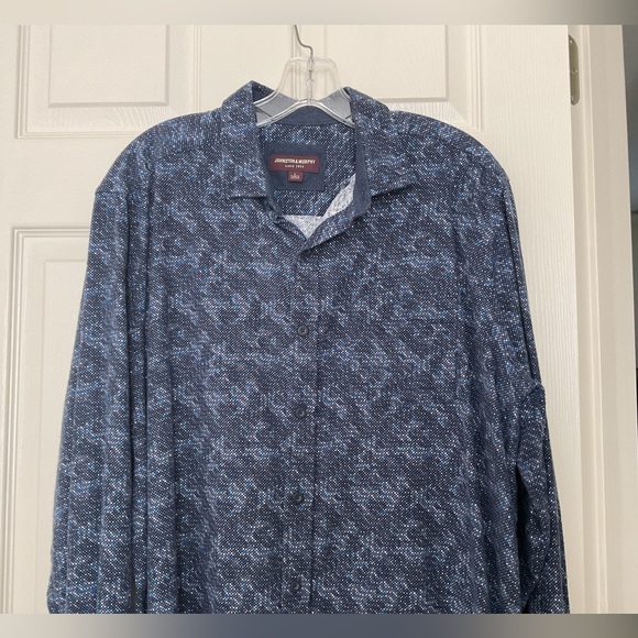 Johnston & Murphy Mens Button Down Long Sleeve Shirt L 100% Cotton Soft Twill - Picture 2 of 8